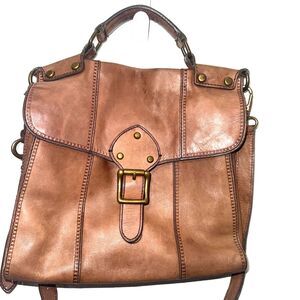 Vintage Fossil Leather Satchel Messenger Bag - Brown